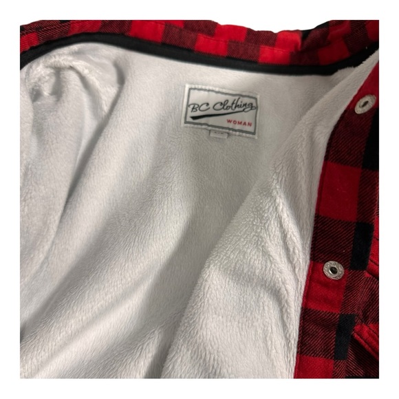 BC Clothing Plaid Black & Red Button Down Fannel Top - Size Large - Picture 7 of 9